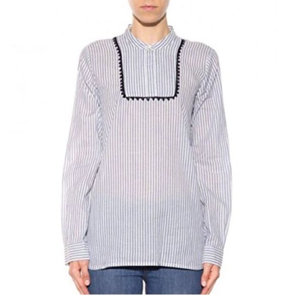 Athe Vanessa Bruno Blue‎ Striped Women's Top - Picture 1 of 4